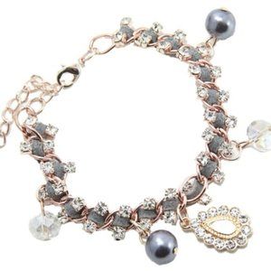T&J Gray Pearl and Crystal Bracelet